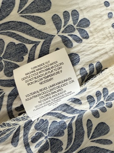 Vestido Anthropologie Figura + Flor Boho Campesino 3/4 Pequeño PL L Floral Azul Muumuu - Imagen 7 de 10