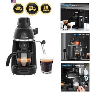 Coffee Machine Espresso Cappuccino Maker with Steam Wand Compact 800w Black