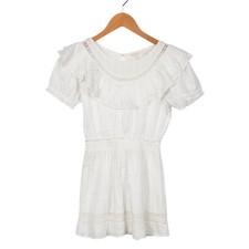 LoveShackFancy Dress Kids 8-9Y White Ruffle Lace Cotton Smocked Waist