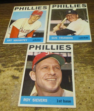 3) 1964 Topps Phillies baseball cards #43 Roy Sievers #83 Triandos #104 Mahaffey