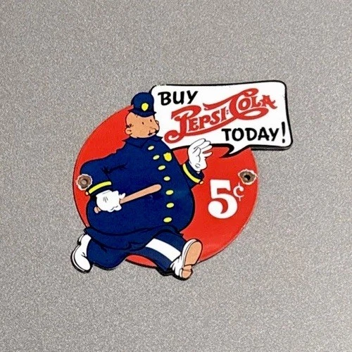 VINTAGE PEPSI COLA SODA POLICE PORCELAIN SIGN CAR GAS TRUCK MOTORCYCLE OIL