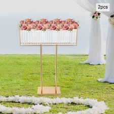 2Pcs Crystal Wedding Flowers Stands Luxurious Centerpieces 35.43inch Height