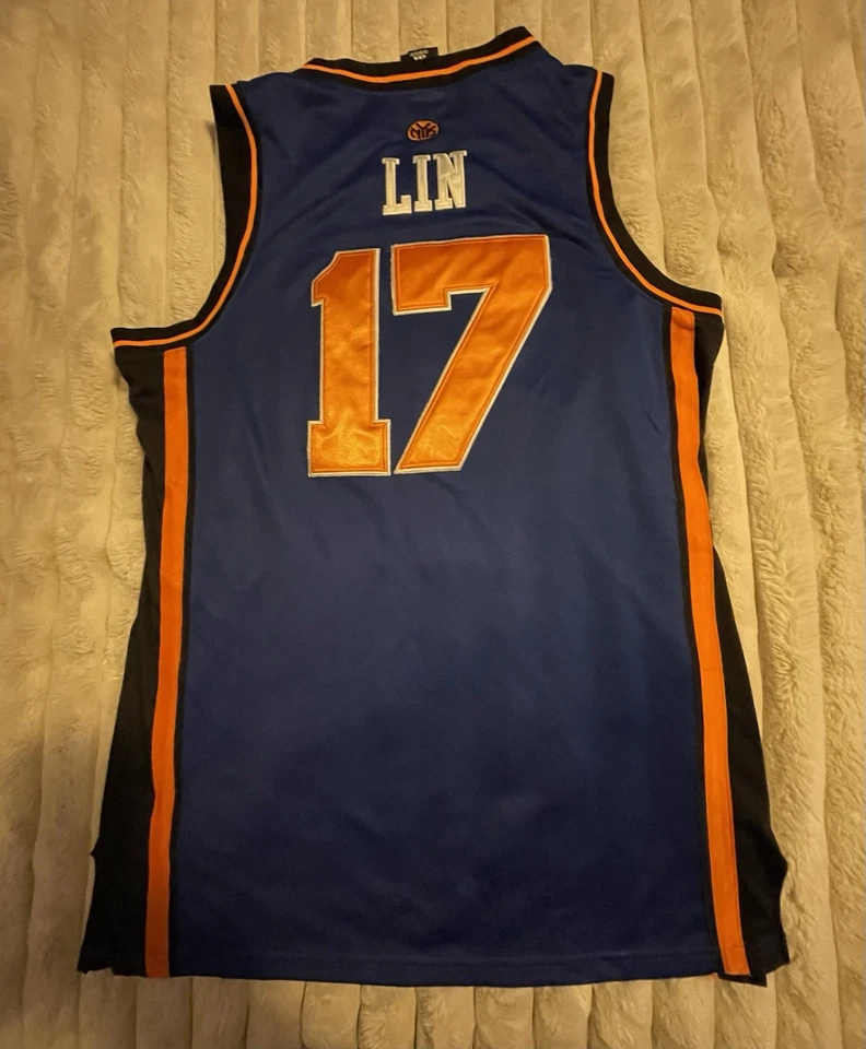 Camiseta deportiva para hombre Jeremy Lin Adidas NBA New York Knicks oficial visitante azul talla 56 Foto 4 de 4