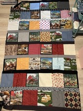 42 x 72 Unfinished Farm Scrap Quilt Top Cows Barn Pigs Farm Animals