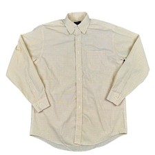 Brooks Brothers 346 Mens M Yellow Blue Check Non-Iron Cotton Button Down Shirt