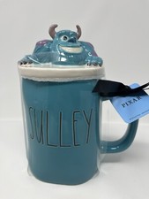 New RAE DUNN Monsters Inc LL "SULLEY" Blue Mug w/ Topper Pixar Disney VHTF NEW