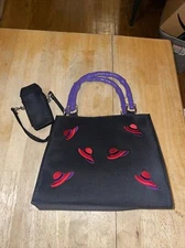 Red Hat Society Purse Black w/Cell Phone Case & Extra Shoulder Strap NWOT