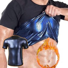Mens Sauna Vest Heat Trapping Sweat Waist Trainer Body Shaper - Gym Workout Top