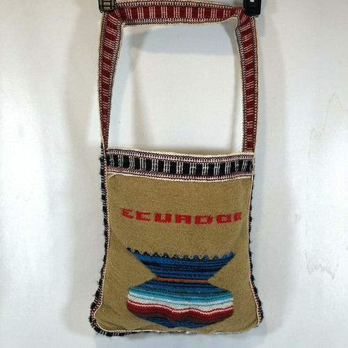 Vintage Hand Woven Wool Bird & Vase Ecuador Purse Shoulder Bag Hippie Boho - Picture 1 of 11