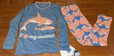 Kickee Pants Girl Bamboo Blush Orca Long Sleeve Pajamas Size 6 New