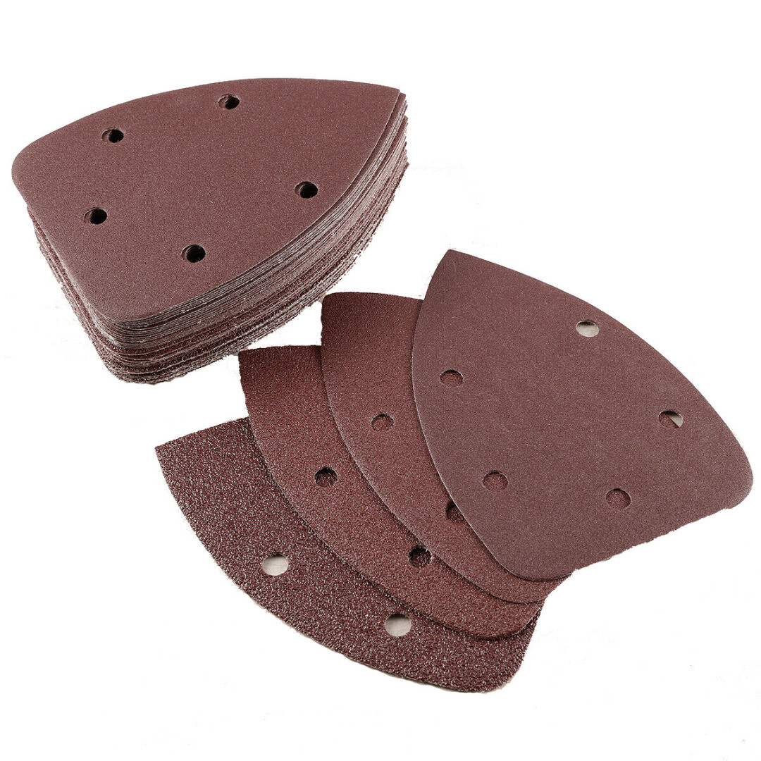 140mm Hook/Loop Sanding Abrasive Discs Pads Sanding Triangle 50 PK Mixed Grit 40