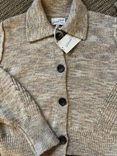 Sweater Multi Colored Beige, Button Collar, Short By Universal Thread SZ S NWT