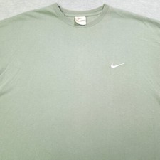 Nike T Shirt Mens 2XL Green Embroidered Swoosh Logo Crewneck Made in USA VTG