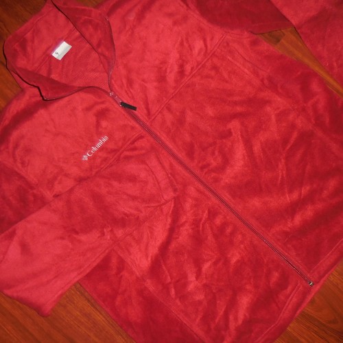 COLUMBIA Mens Fleece Jacket Sweatshirt Full Zipper Front Maroon-Red Sz XXL 2XL - Picture 8 of 11