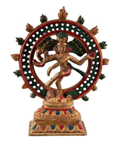 Statue Shiva Nataraja Natraj Murti Resin Painted à la Main To Nepal 22 CM #5352 - Picture 2 of 9