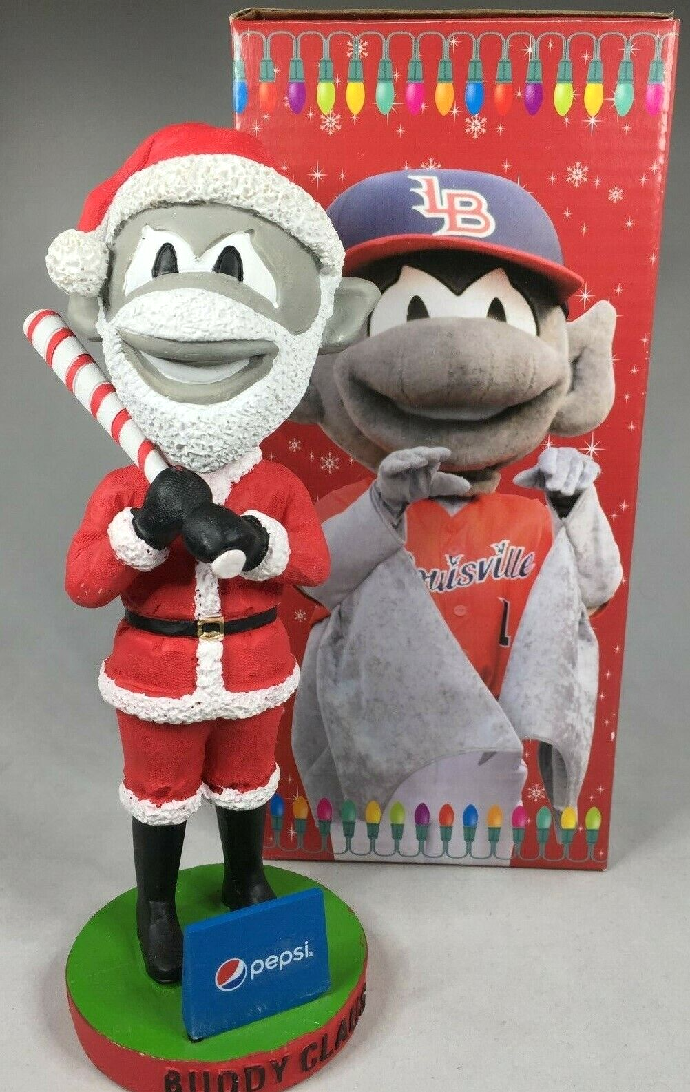 LOUISVILLE BATS BUDDY CLAUS BUDDY BAT BOBBLEHEAD CHRISTMAS IN JULY 2017 BASEBALL