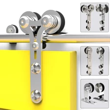 4-16FT Stainless Steel Sliding Barn Door Hardware Closet Track Kit for 1/2 Door