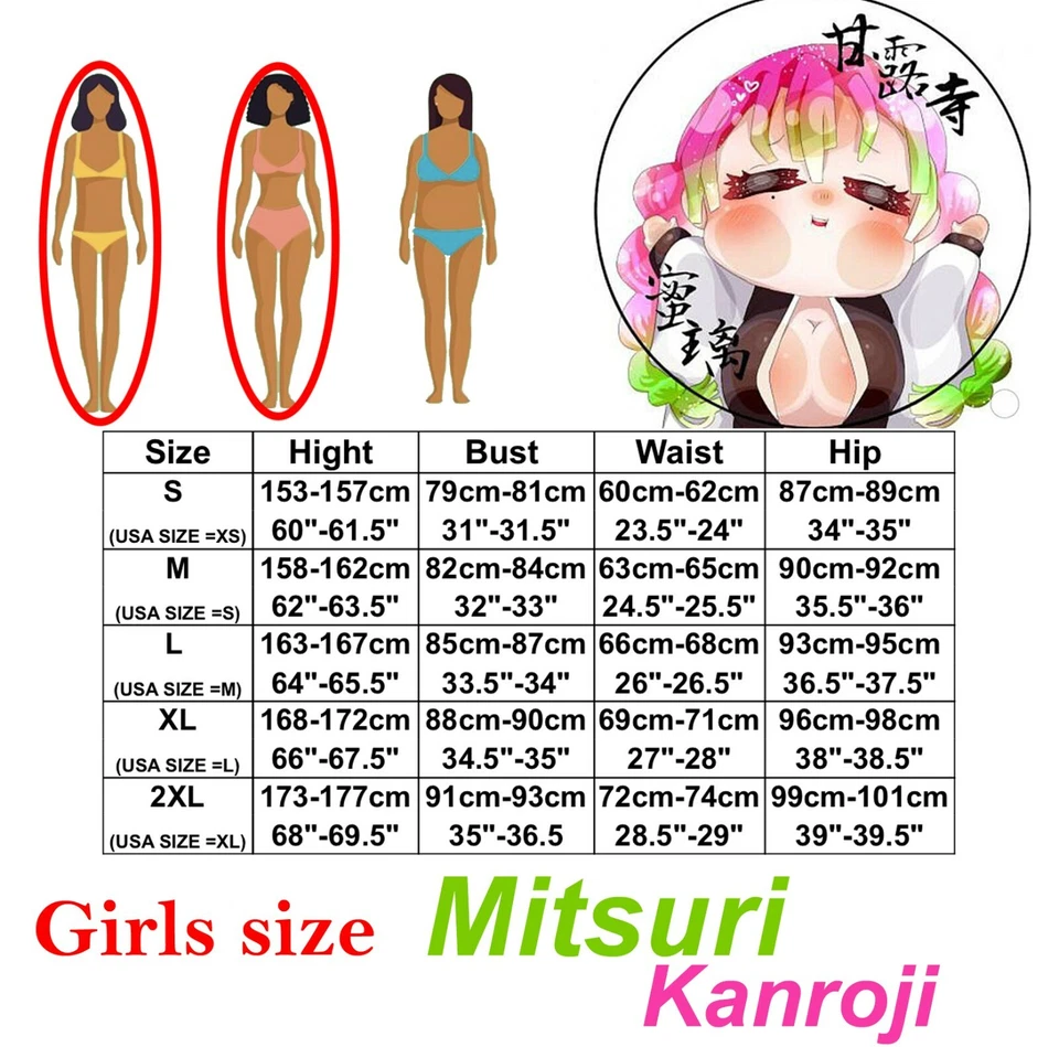 Anime Cazador de Demonios Kanroji Mitsuri Disfraz Juegos con disfraces Mujeres Sexy Kimono Uniforme Conjunto Foto 2 de 4