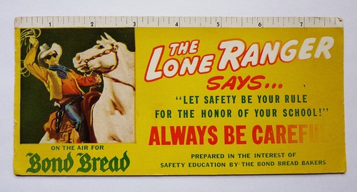 1950s THE LONE RANGER ~ BOND BREAD ~ ADVERTISING RULER INK BLOTTER ~ 7 ...