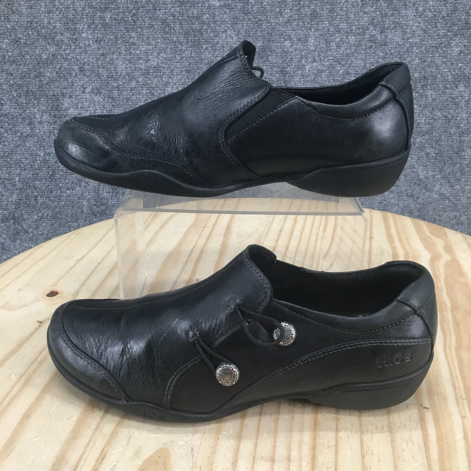 Zapatos Taos para mujer 8,5 Encore informales sin cordones mocasines planos ENC-12750 cuero negro Foto 2 de 4