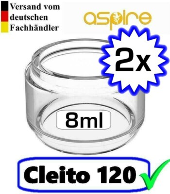2 x Aspire Cleito 120 Ersatzglas in 8,0ml e Zigarette Verdampfer Glas Cleito120