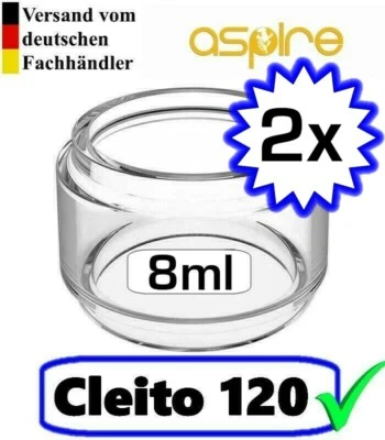 2 x Aspire Cleito 120 Ersatzglas in 8,0ml e Zigarette Verdampfer Glas Cleito120