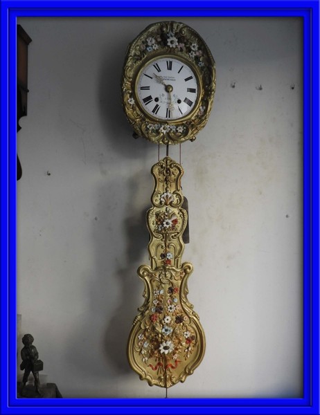 RELOJ DE PENDOLA REAL CON BONITO TRABAJO DE CAMPO FUNCIONA