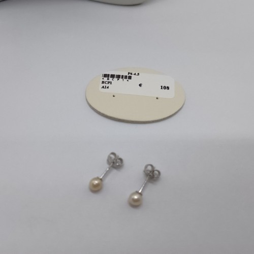 ARMONIE GIOIELLI ORECCHINI CON PERLA BIANCA E ORO BIANCO 18Kt P.4-4,5 mm (0491) - Foto 2 di 11