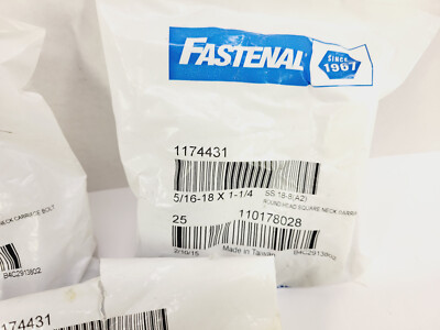 A⭐︎  70pc) Fastenal 1174431 SS Round Head Square Neck Carriage
