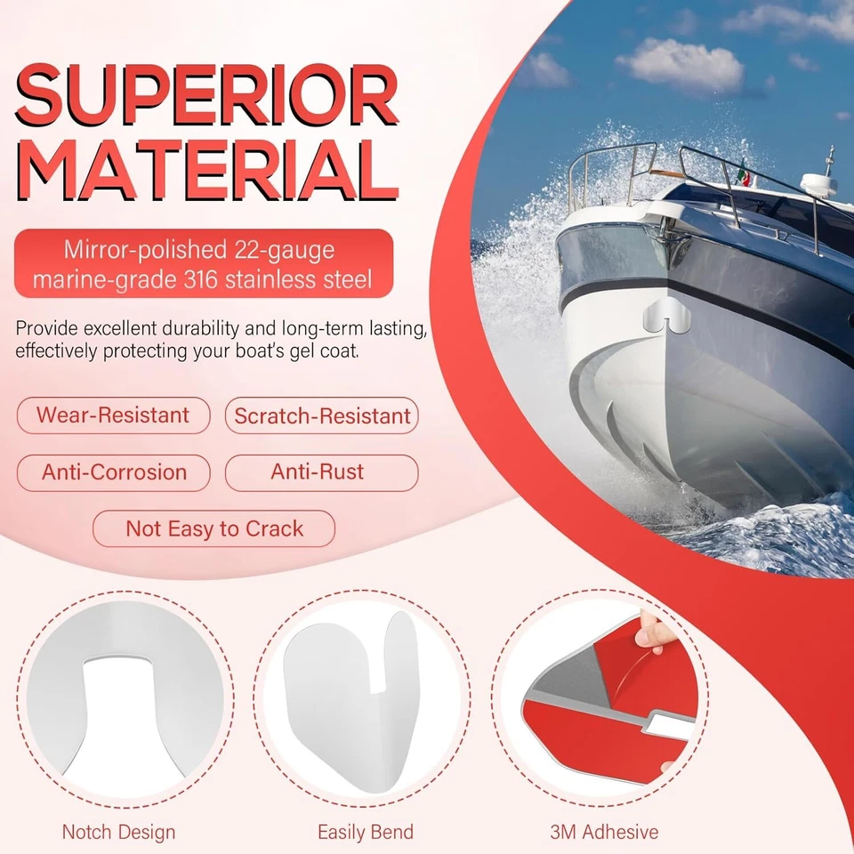 Protector de arco 80638 con muesca de acero inoxidable 316 para protector de arco de barco 3M 9 x 8,7 Foto 4 de 4