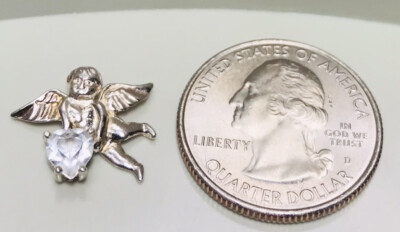 FLYING ANGEL HEART CHARM PENDANT SLIDE 1.1g 925 LOVE MARKED