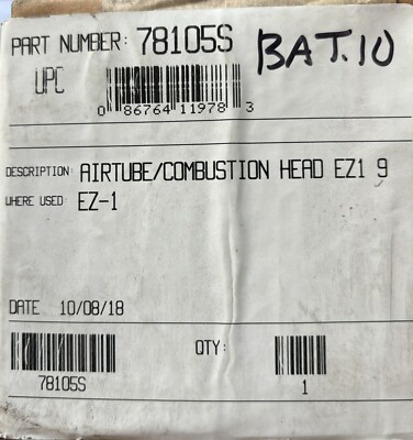 Carlin Combustion Part Number 78105S airtube/combustion head EZ-1  9''