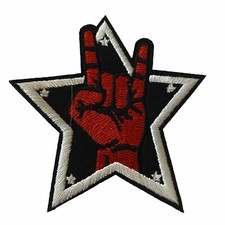 ROCK DEVIL HORNS Iron On Patch ONE FREE MUSIC STICKER WITH PURCHASE