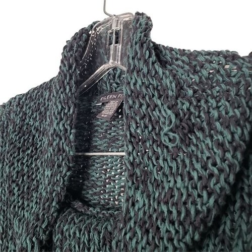 Maglione donna Eileen Fisher maglia collo cappuccio verde nero taglia S - Foto 5 di 7