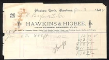 Meadow Creek, MT Hawkins & Higbee Lumber Dealers 1895 Billhead Buford*