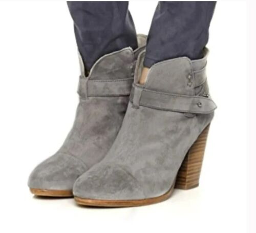 Rag & Bone Harrow Suede Leather Granite Gray Ankle Boots Booties Size 7.5 - 37.5 - Picture 1 of 14