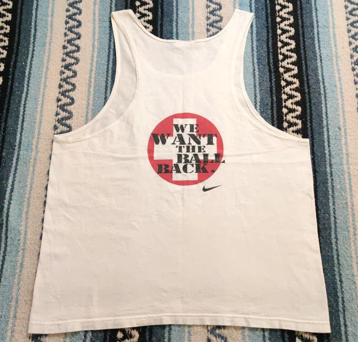 Toelating ego vreemd Vtg Y2K Nike Double Sided White Bodybuilding Stringer Tank Top T Shirt Sz  Large | eBay