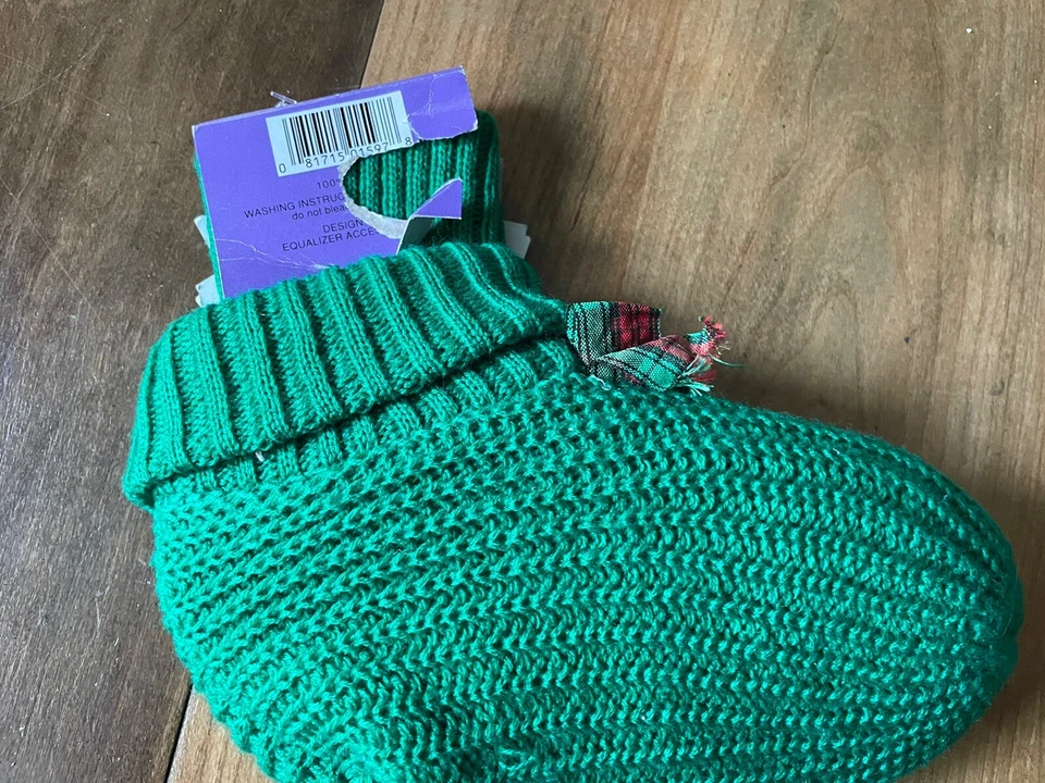 复古圣诞袜短靴女士毛衣针织绿色假日均衡器 90 年代 — 第 2/2 张图片