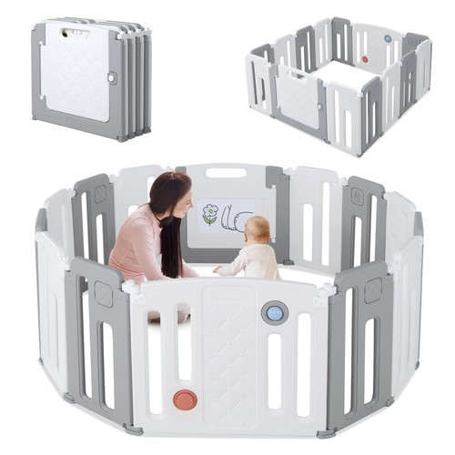14 Panels Baby Safety Playpen Kids Safety Activity Play Center w/ Drawing Board