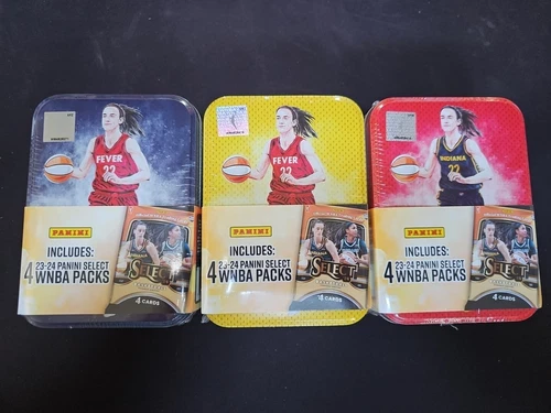 3x 2023-24 Caitlin Clark WNBA Select Blaster Basketball Tins SEALED Set of 3