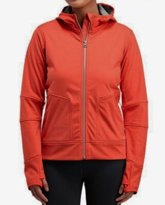 MERRELL Skagen Windblocker Poppy Orange Grey Full Zip Hoodie Jacket Womens XS