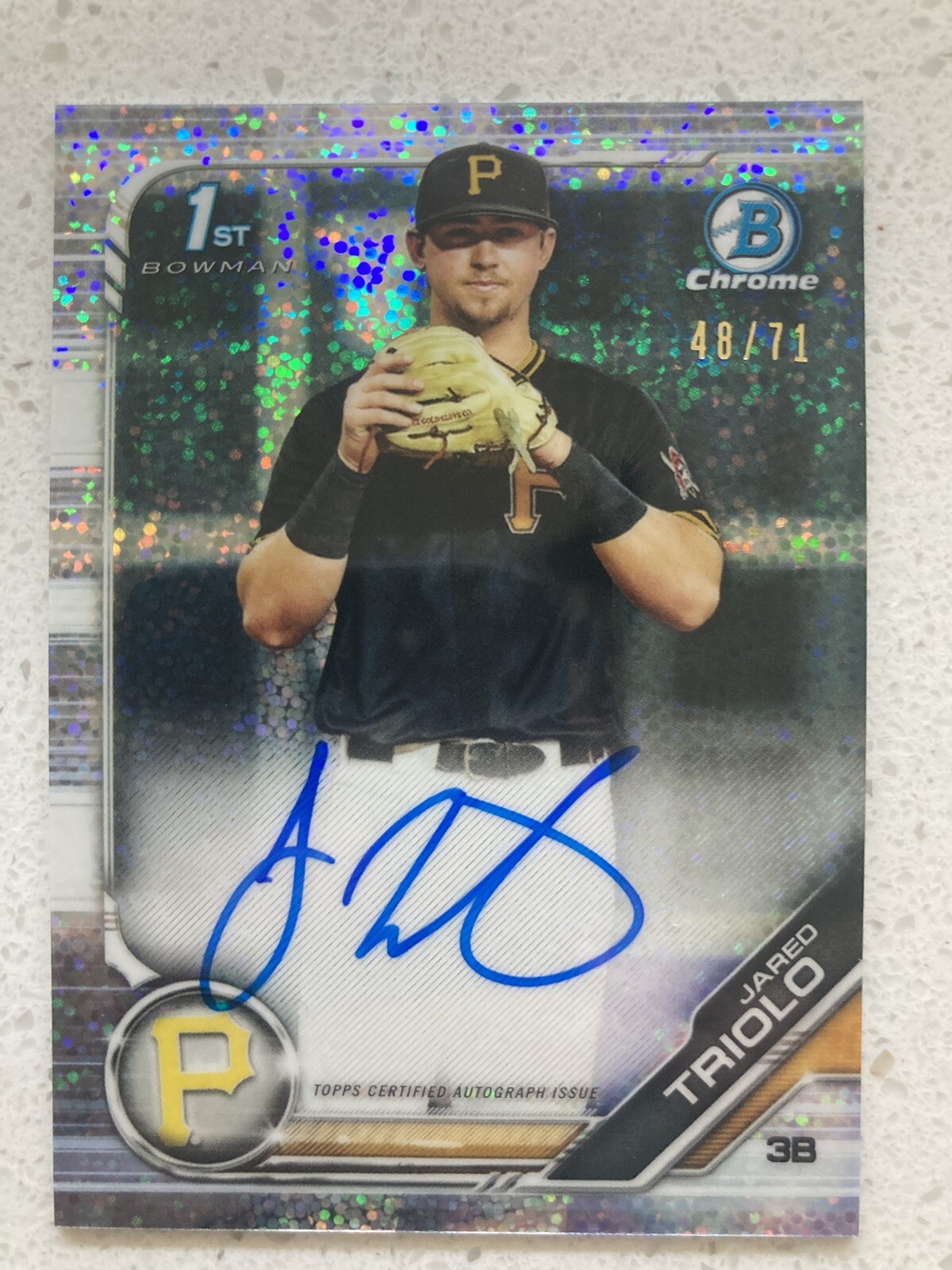 2019 Bowman Draft Jared Triolo 1st Sparkle Refractor Auto #/71