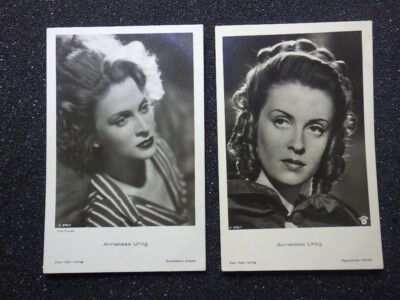 2 x photo autograph postcard actress / journalist ANNELIES UHLIG (pre 1945)