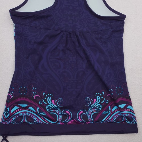 Athleta Tank Top Womens Medium Blue Purple Tinker Night Paisley Built in Bra - Picture 7 of 11