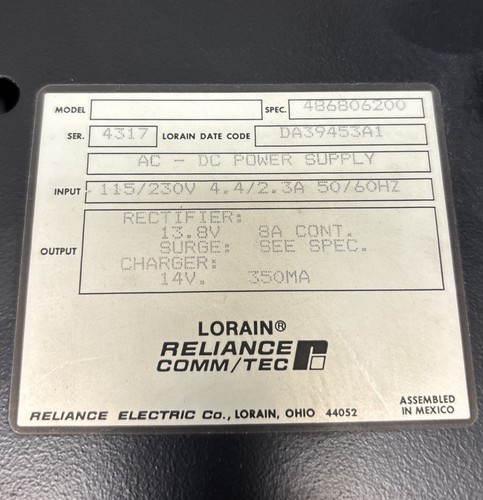 Motorola Radius GR500 - Power Supply 115/230v Rectifier 13.8v Lorain Reliance - Picture 2 of 5