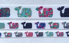 Whale palm beach nautical Grosgrain ribbon 3/8" 5/8" 7/8" 1" 1.5" 3" 