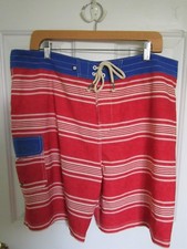 Sperry Top-Sider Men's 38 Swim Trunks Board Shorts Red White Blue Stripe Pocket