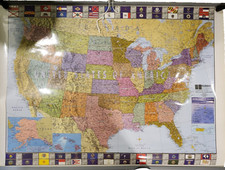 Teacher Classroom Roll Map 37x50 United States Double Sided Laminated Cities