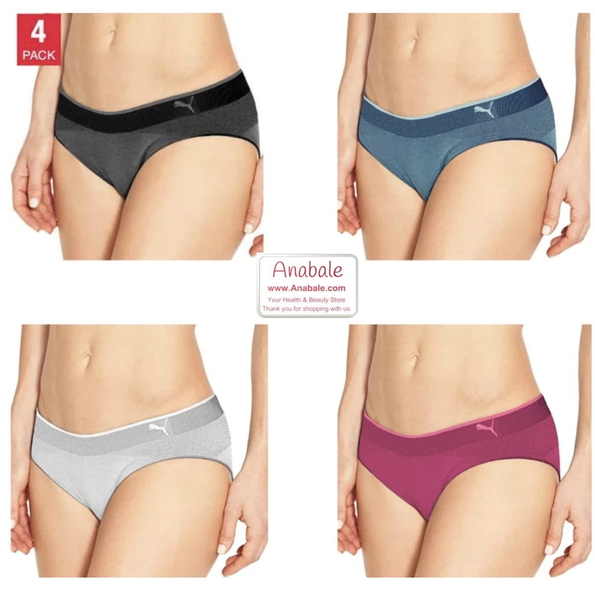 PUMA Women's (4 Pack) Sport Bikini Briefs