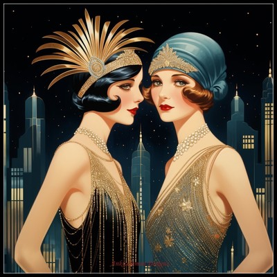 Art Deco Ladies 7 - Chart Counted Cross Stitch Patterns Needlework DMC DIY